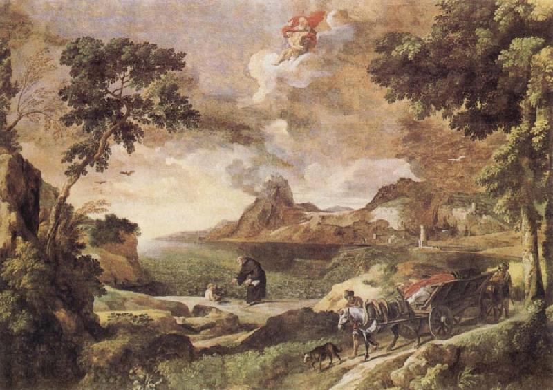 Gaspard Dughet Landscape with St Augustine and the Mystery of the Trinity Norge oil painting art